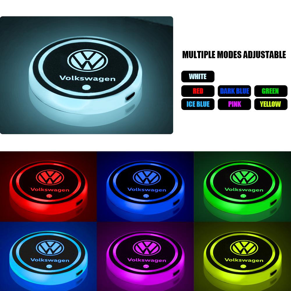 7 Color LED Car Cup Holder Light Luminous Coaster Water Cup Pad For Volkswagen Golf Caddy Passat Lavida Sagitar Scirocco Tiguan BJKMN1