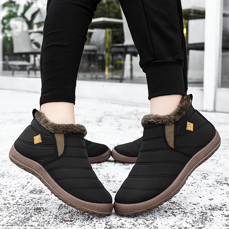 Шикарные водонепроницаемые женские зимние ботинки – удобные и теплые, с плюшевой подкладкой, без застежек, на плоской подошве, с круглым носком