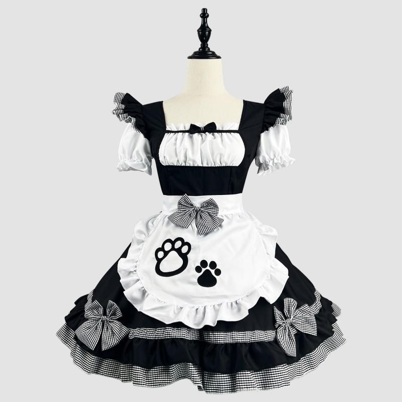 Cat Girl Maid Cosplay Costume Plus Size Cute Japanese Style Black White Outfit Anime Role Play