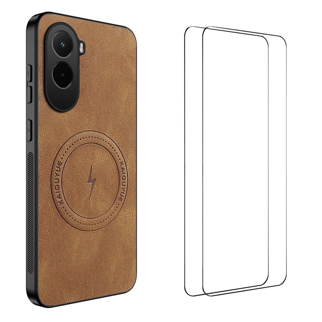 For Xiaomi Poco M7 Plus 5G/M7 4G (169mm) Magnetic Case WANLONFENG SD Series PC TPU Phone Cover with 2Pcs Screen Film