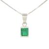 Natural Emerald Pendant Necklace, Rectangular Green Gem Solitaire Pendant