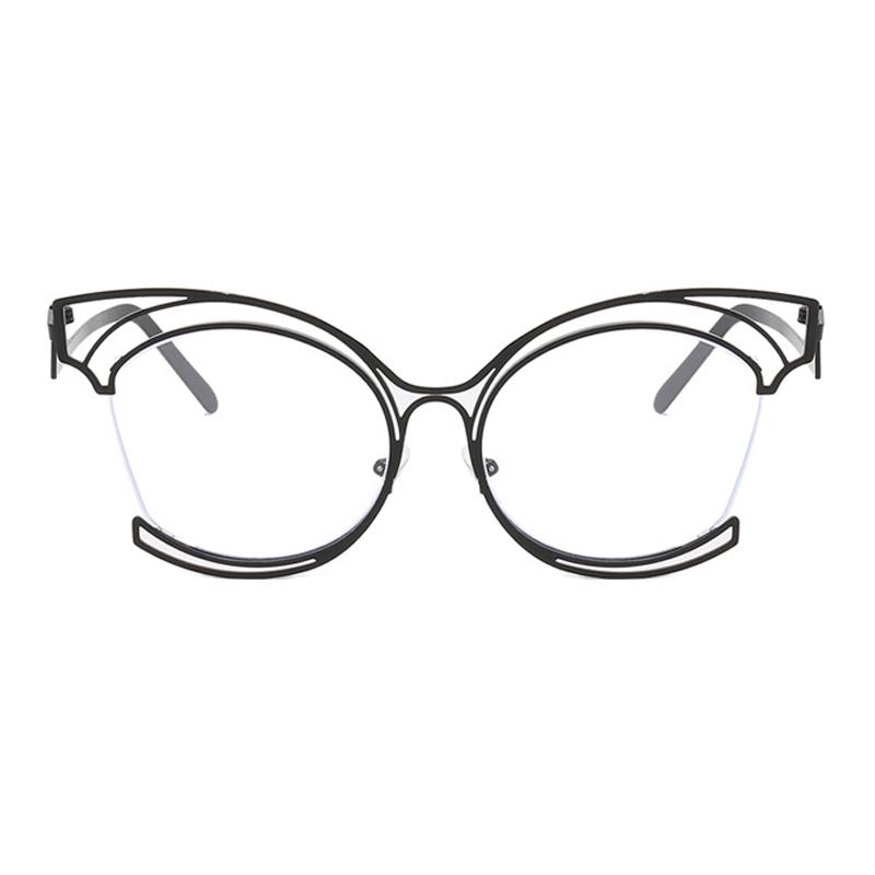 SHAUNA, большие металлические очки с защитой от синего света, полуободковая оправа для очков «кошачий глаз», компьютерные очки
