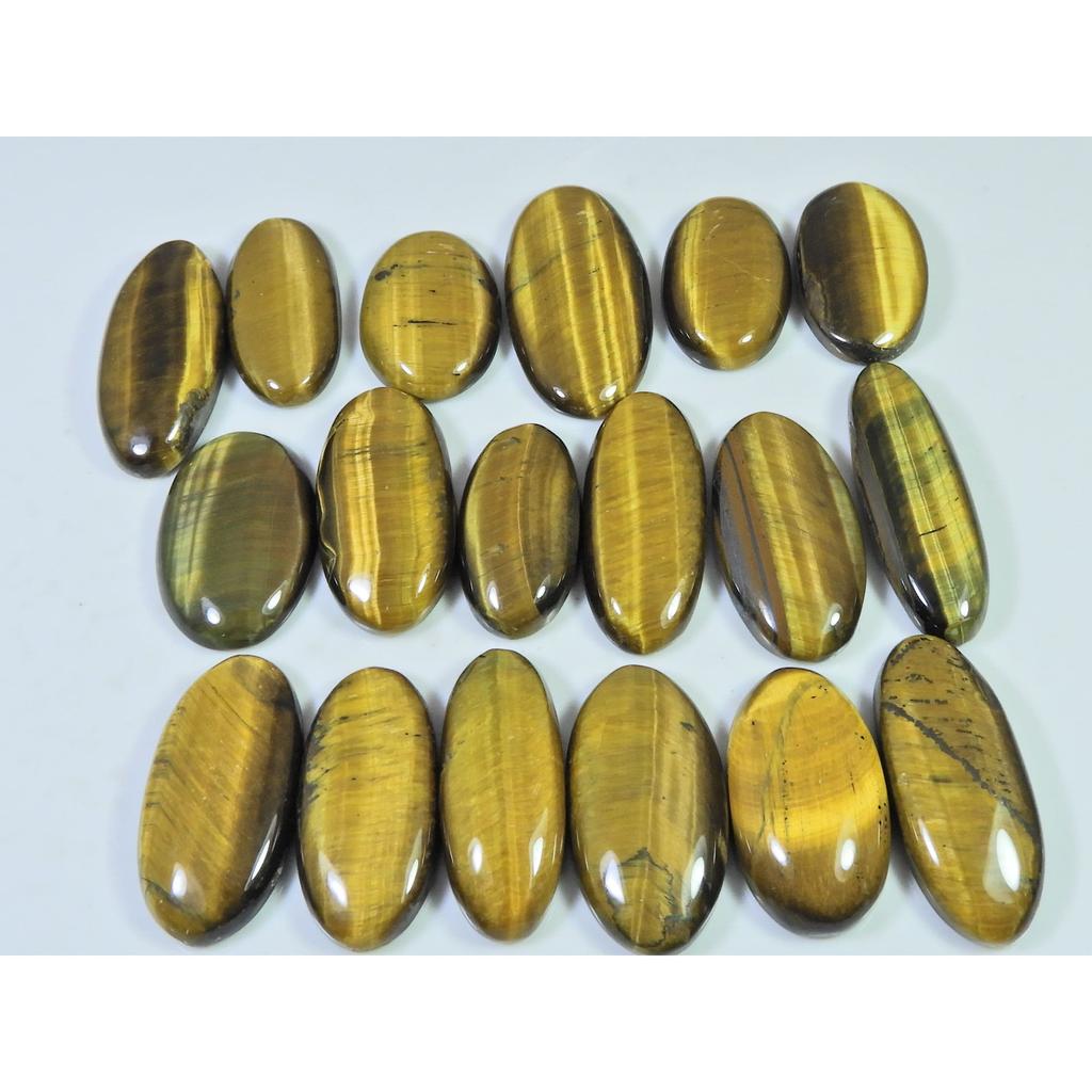 382Cts. Natural Tiger Eye Oval Cabochon Loose Gemstone 18Pcs Lot 25-33 MM C-739