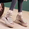Soft Leather Casual Large Size Roman Sandals Women's Summer 2025 Retro Comfortable Thick-soled Fish Mouth High-top Sandals Hollow Cool Boots