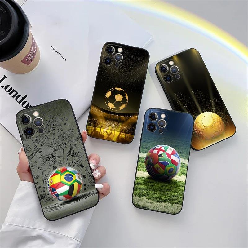 Football Footy Soccer Phone Case for iPhone 11 15 Pro Max Case Coque 14 Plus 13 Pro 12 11 X XS XR 6s 7 8 SE 2020 TPU Soft Cover