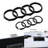 Для RS3 Для Audi A3 A4 A5 A6 A7 Q2 Q3 Q5 Q8 TT Черный ABS Решетка радиатора на капот Передняя решетка капота Задний значок логотипа на багажник Наклейка Декаль Логотип с 4 кольцами