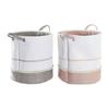 Dirty Laundry Basket - DKD Home Decor - White, Grey and Pink - Polyester - 39x39x41 Cm - Lightweight - Easy To Carry