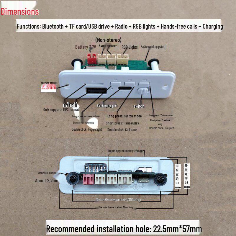 Беспаечная плата Bluetooth-динамика с цветной подсветкой: Набор для сборки DIY электронной схемы с панелью MP3-декодера и усилителя
