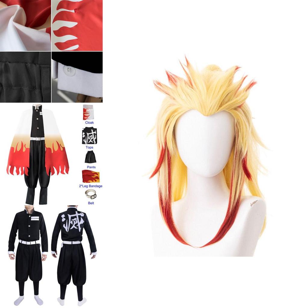 Стильный костюм для косплея Demon Slayer Kimetsu No Yaiba Rengoku Kyoujurou, кимоно-халат, с изысканным исполнением и удобной посадкой