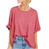 Women's Short Sleeve Dressy Solid Color Loose Top Summer Round Neck Loose Casual T-Shirt