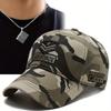 2pcs Men's Baseball Cap Necklace Set Book Pendant Necklace Pendant Necklace Embroidery Eagle Model Fashion Casual Camouflage Military Hat Mesh Cap