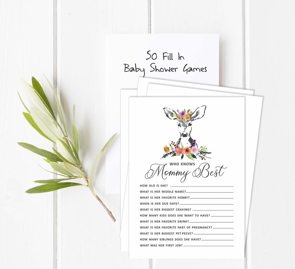 Inkdotpot 50 BabyA AlphabetA ABCA GameA Олени Животные Baby Shower Игра Гендерно-нейтральная вечеринка