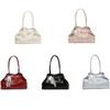 PU Leather Shoulder Bag Tote Bag with Bow Lace Pendant Versatile Armpit Bag Solid Color Large Capacity Underarm Bag Travel