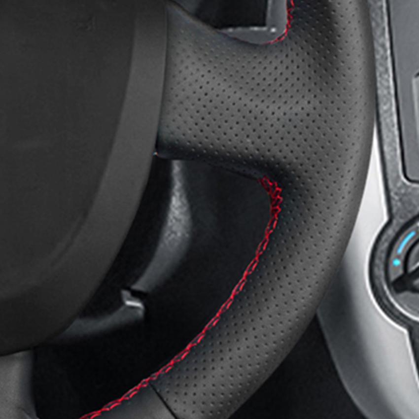 Черный противоскользящий чехол на руль из искусственной кожи, сшитый вручную для Lada Granta 2011 2012 2013 2014 2015 2016 2017 2018