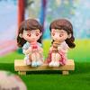 2Pcs Adorable Cartoon Couple Ornaments Figurines Lovely Resin Miniatures for Fairy Gardens Dollhouses Plant Decor