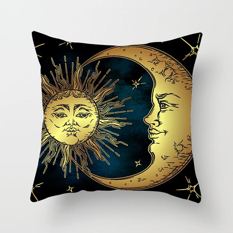 Home Bedroom Living Room Sofa Cushion Cover Decoration Sun Moon Mandala Series Pattern Printing Pillowcase