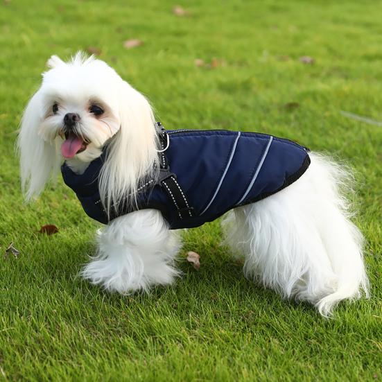 Dog Winter Coat with Zipper Padded Waterproof Jacket Harness Thickened Windproof Snow Jacket for Small Medium Large Dogs