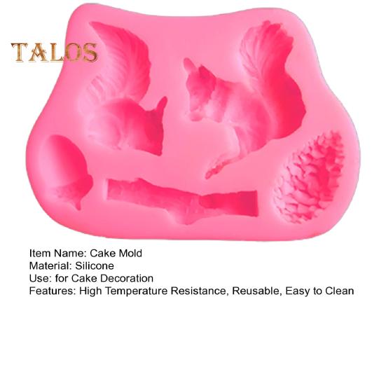 Силиконовая форма с антипригарным покрытием, декоративная экологически чистая креативная 3D форма с белкой и сосновой шишкой, пень для торта, шоколадная форма для дома