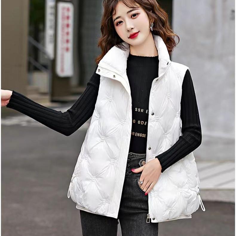 Down Cotton Vest Women New Autumn and Winter Korean Version Waistcoats Bright Face Wash Fashion Cotton Padded Jacket