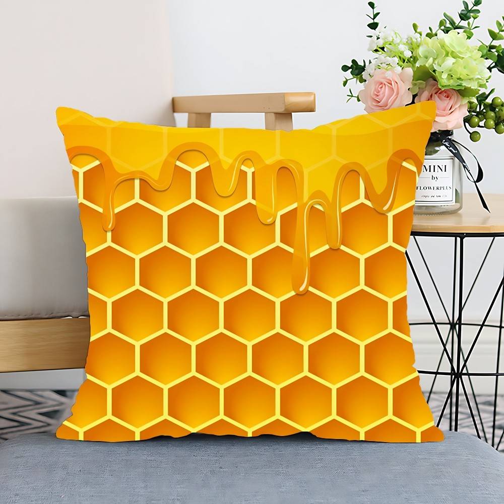 Наволочка с графикой пчелы и буквы, чехол для подушки, полиэстеровая наволочка, декоративная наволочка для диванной подушки, домашний декор