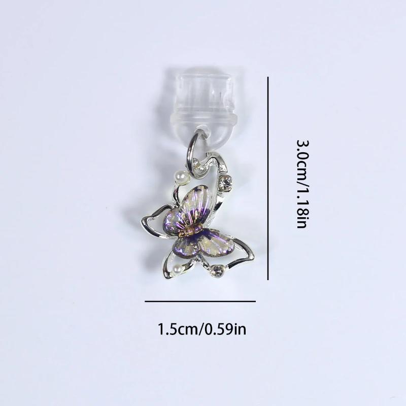 Подвеска-заглушка для мобильного телефона от пыли в виде бабочки с искусственным жемчугом и бриллиантами, украшение для iPhone Type-C Port