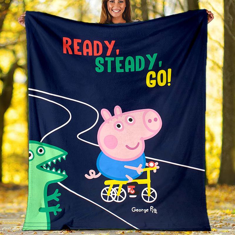 1pc Peppa Pig8 Theme Blanket - Digital Print, Polyester, Cozy for All Seasons, Perfect for Outdoor, Camping, and Travel