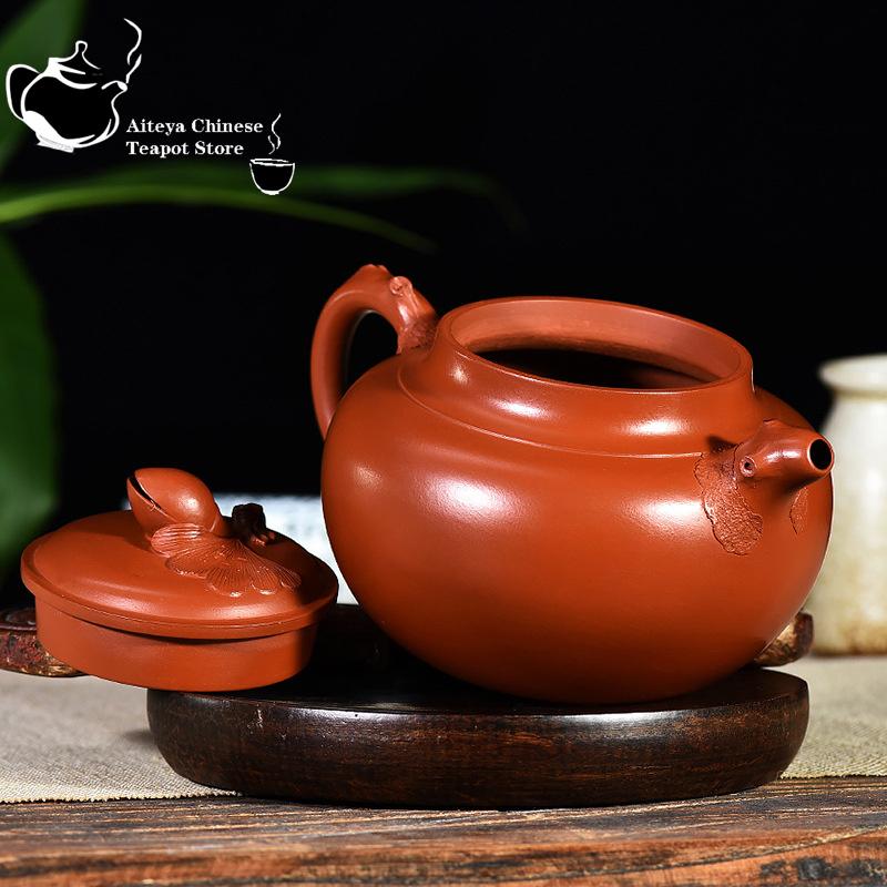 Китайский чайник Исин, ​​фиолетовый глиняный чайник ручной работы Чжуни, аппликация, фисташковый горшок, чайный сервиз кунг-фу, емкость чайника 320 мл
