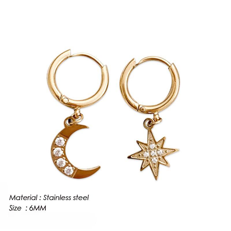 Минималистичные серьги-кольца Huggie Hoop со звездами и цирконием для женщин, модные серьги-кольца из нержавеющей стали в стиле панк-рок