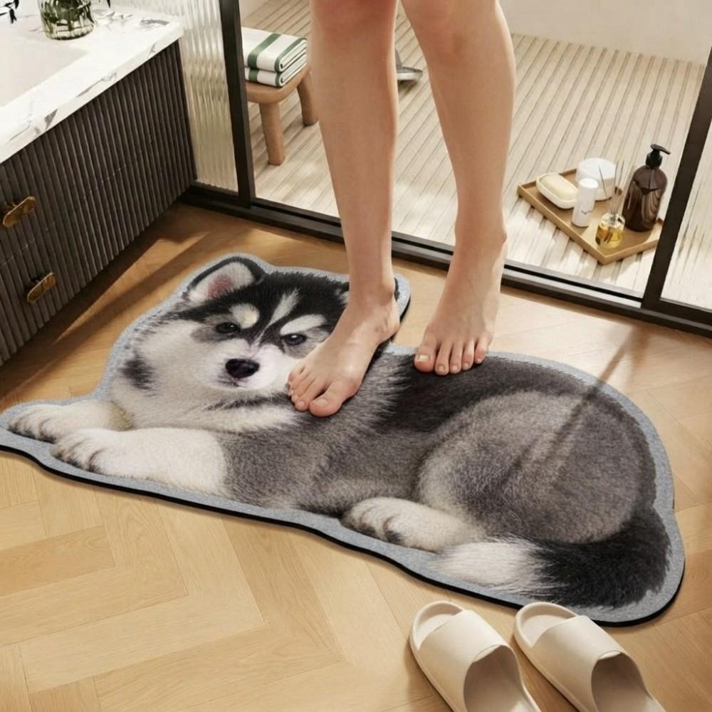Pet Theme Rug Dog Shaped Rug Special-shaped Animal Floor Mat Cute Puppy Print Rug Bedroom Decor