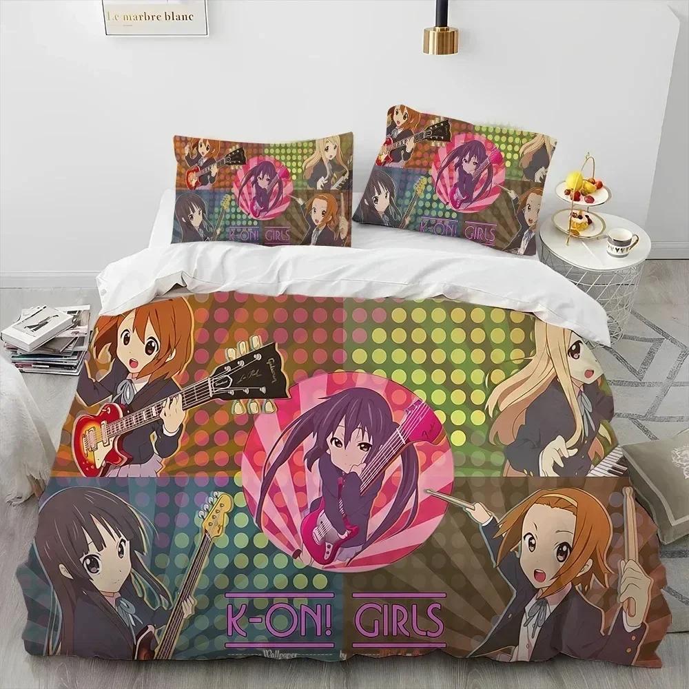 K-ON Мультфильм Милые Лолита Каваи Девушки Комплект Постельного Белья С Наволочкой Пододеяльник Мягкий Размер Queen King Постельное Белье Дом