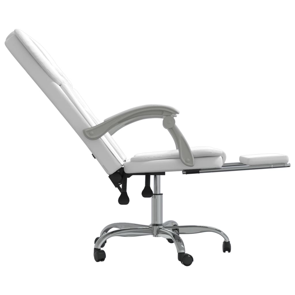 Office Chair with Reclining Function White Faux Leather