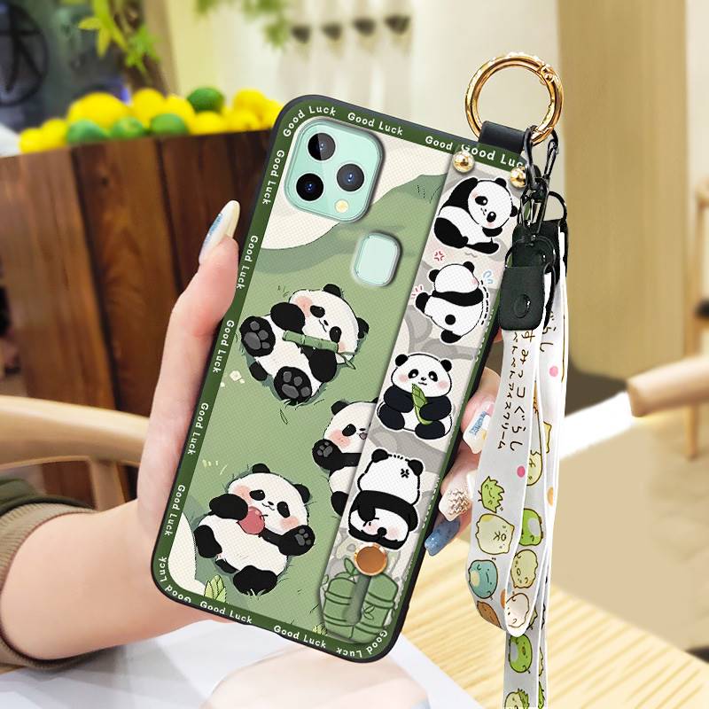 Силиконовый защитный чехол для телефона для Oukitel C22, мультяшный ремешок на запястье, модный дизайн, противоударный, держатель для телефона в виде панды, подставка