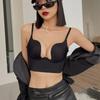 New Women Glossy Seamless Underwear Sexy Deep U Push Up Bra Set Summer Backless Invisible Lingerie Adjustable Strap Brassiere