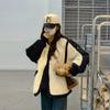 Fake Two-piece Lamb Wool Coat for Women In Winter New Style Gentle and Lazy Style Niche Design Short Baseball Cotton Jacket
