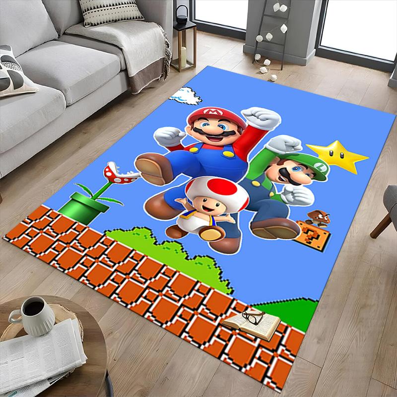 1pc Super Mario Bros Adventure Carpet for Playroom Bedroom Living Room Sofa Home Decor,kids Game Area Rug Non-slip Floor Mat Y72911