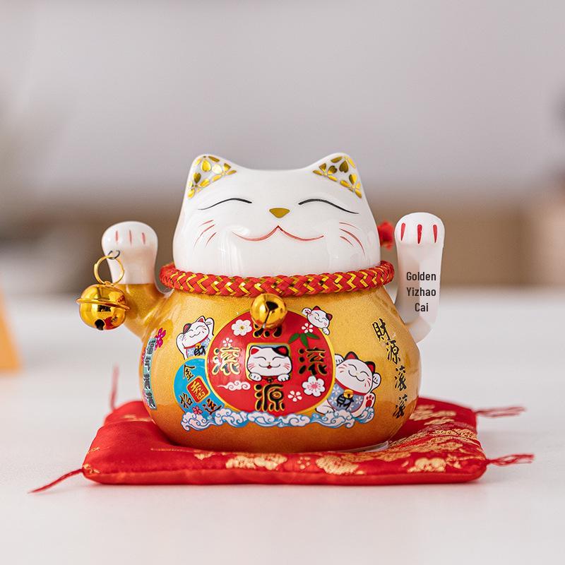 Fortune Cat Figurine Set: Automatic Waving Hand Decoration for Shop and Home