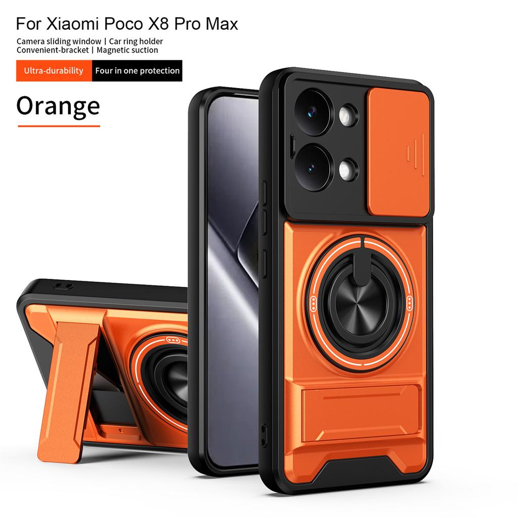 Ударопрочный Магнитный Чехол для Телефона для Xiaomi Poco X8 Pro Max X7 X6 Pro F8 Ultra Бронированный Жесткий Слайдер Защита Камеры Крышка с Подставкой