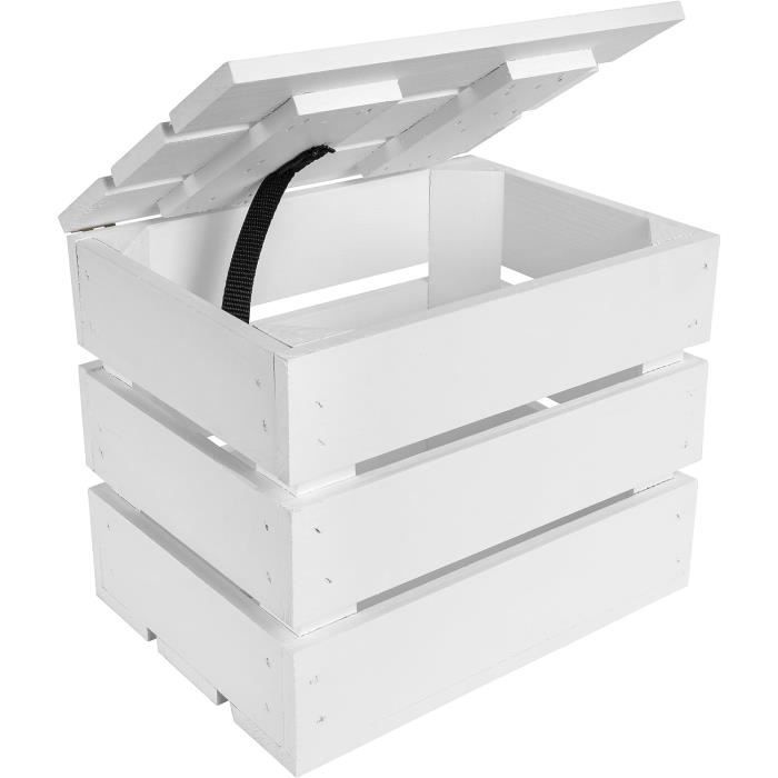 Boite de rangement - CREATIVE DECO - Vintage - Bois de pin - 27,5 x 20 x 21,5 cm - Blanc