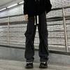 Мужские брюки-карго в уличном стиле, прямые, широкие, длинные брюки, эластичный пояс, завязка на шнурок, большие карманы, джинсовые брюки