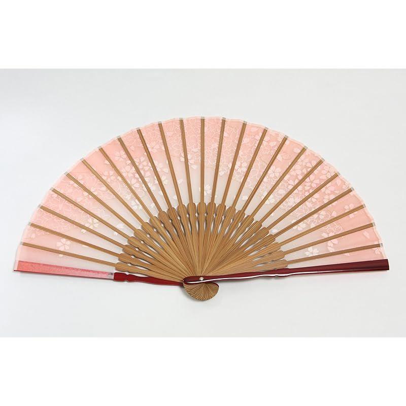 Used [New] [Hasegawa] Fan, Running Water Cherry Blossom Pink, Silk Fan, Handmade by Kyoto Craftsmen, Comes with a fan bag, Comes in a paulownia box,