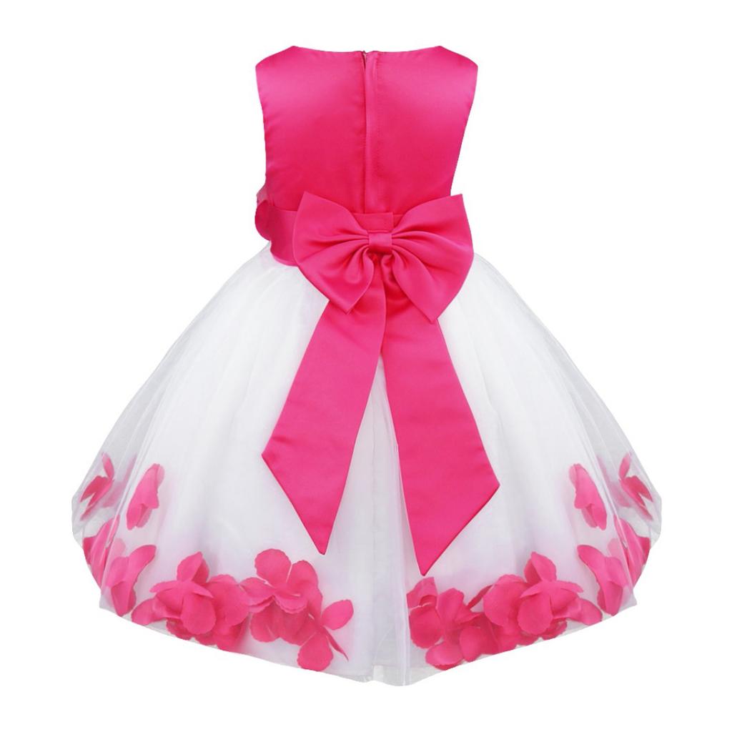 Детское праздничное платье без рукавов из тюля с лепестками цветов для девочек и большим бантом, свадебное платье подружки невесты