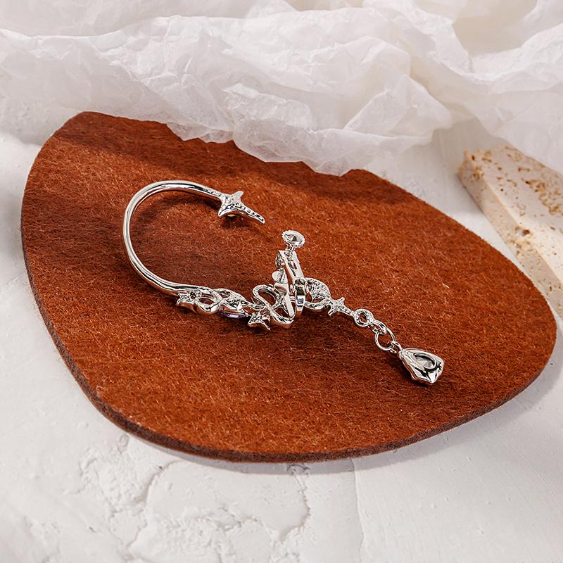 Серьги-каффы с кисточками в виде четырехконечной звезды из аметиста для женщин — без пирсинга, легкие роскошные серьги-феи