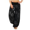 Women's Fashion Flower Print Elastic Waist Casual Pants Harlan Pants Home