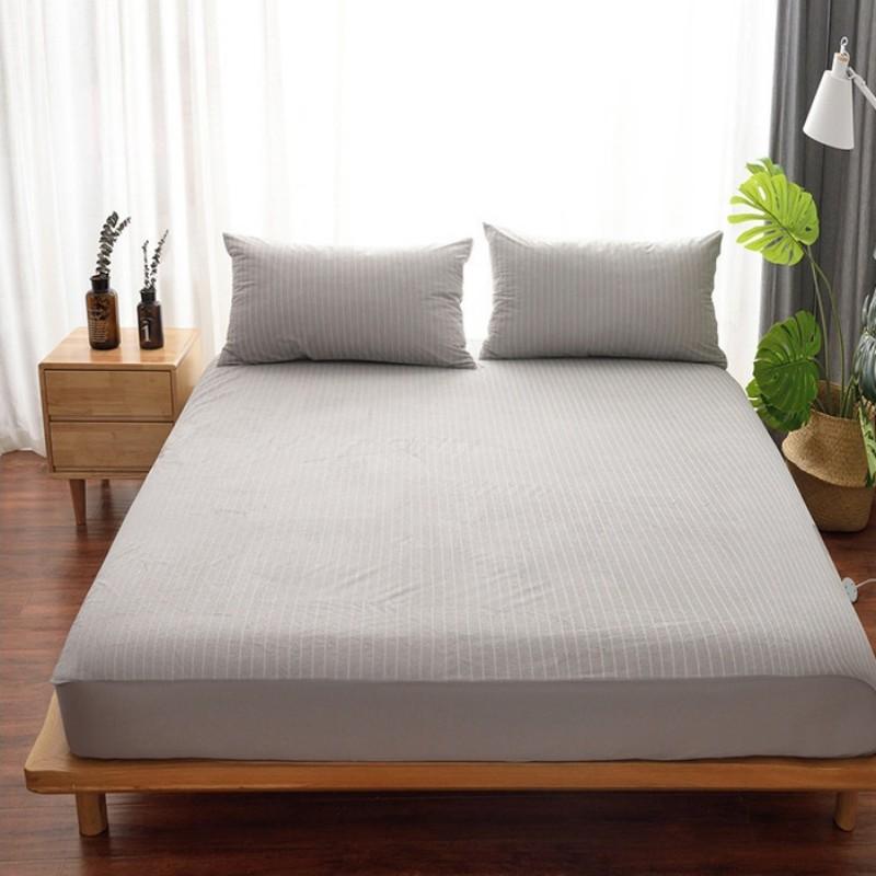 100% Cotton Towel Throw Fitted Sheet Waterproof Bed Sheet with Elastic Band for Double Bed Mattress Cover(Without Pillowcase)