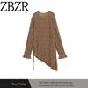 Za Autumn and Winter New Women's Clothing Zr European and American Style Fashionable Lace-Up Pleated Round Neck Long-Sleeved Knitted Top 0014110