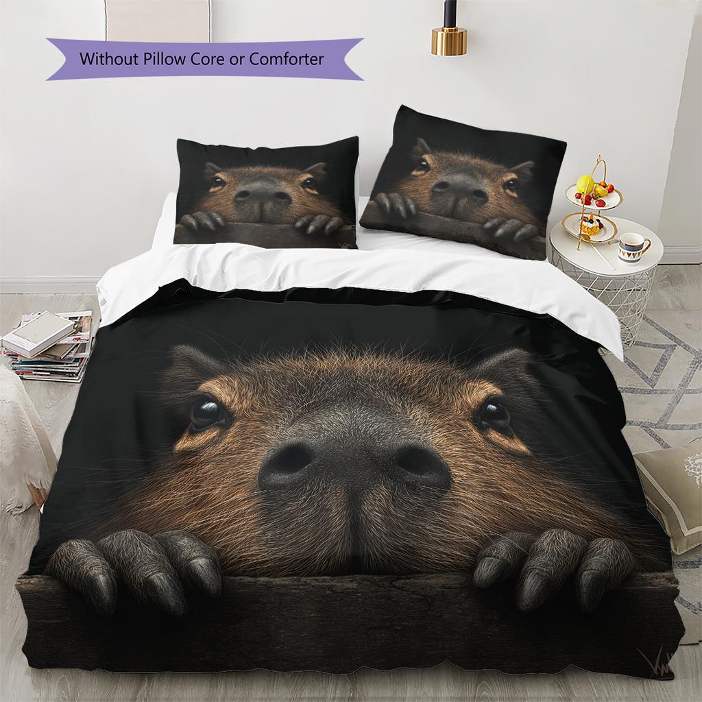 Capybara Pattern Bedding Home Decoration Birthday Gift (1 * duvet cover + 2 * pillowcase, without core)