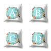 Polyester Pillowcase Blue Flower Home Decoration Print 26 English Letter Cushion Cover
