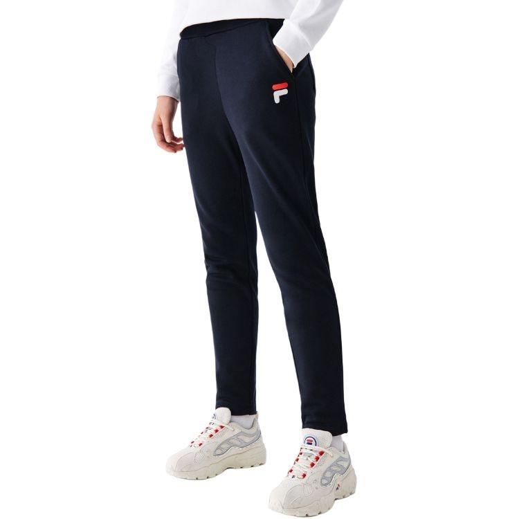 FILA Knitted Fabric Pants Straight Fit Thermal Fleece Lined Casual Pants Women's Legend Blue F51W048602F-NV