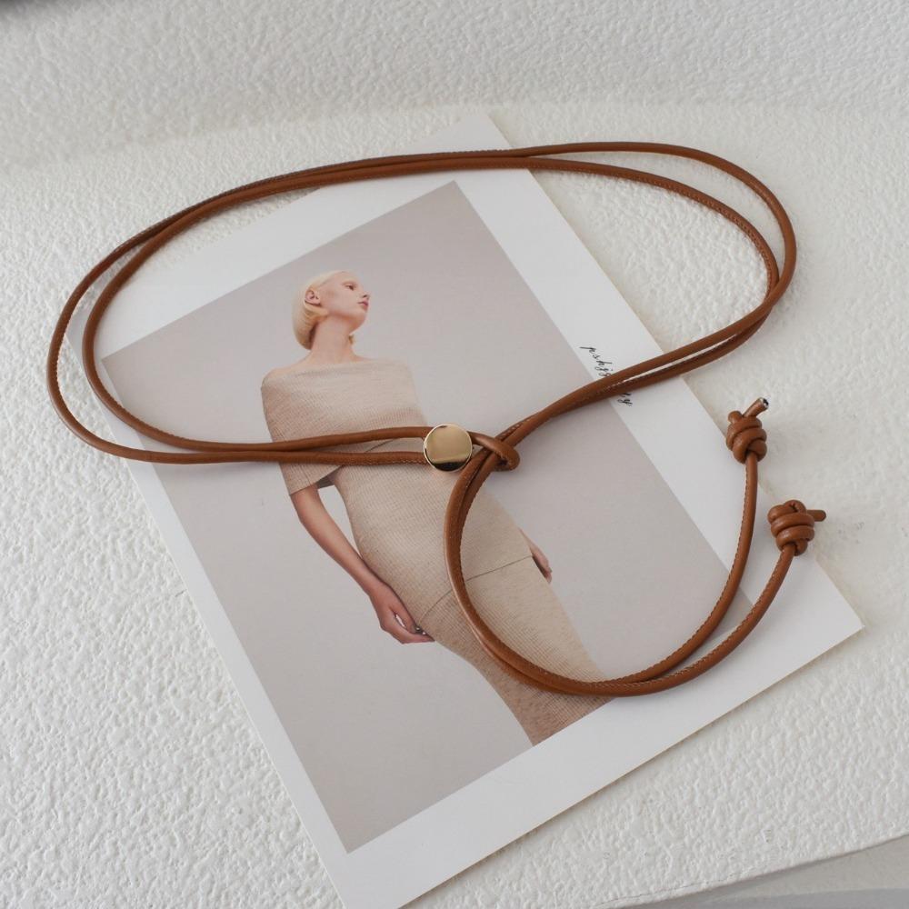 Fashionable Soft PU Leather Rope Belts Long Length Thin Waist Chain Adjustable Waist Belt Women Lady Girl