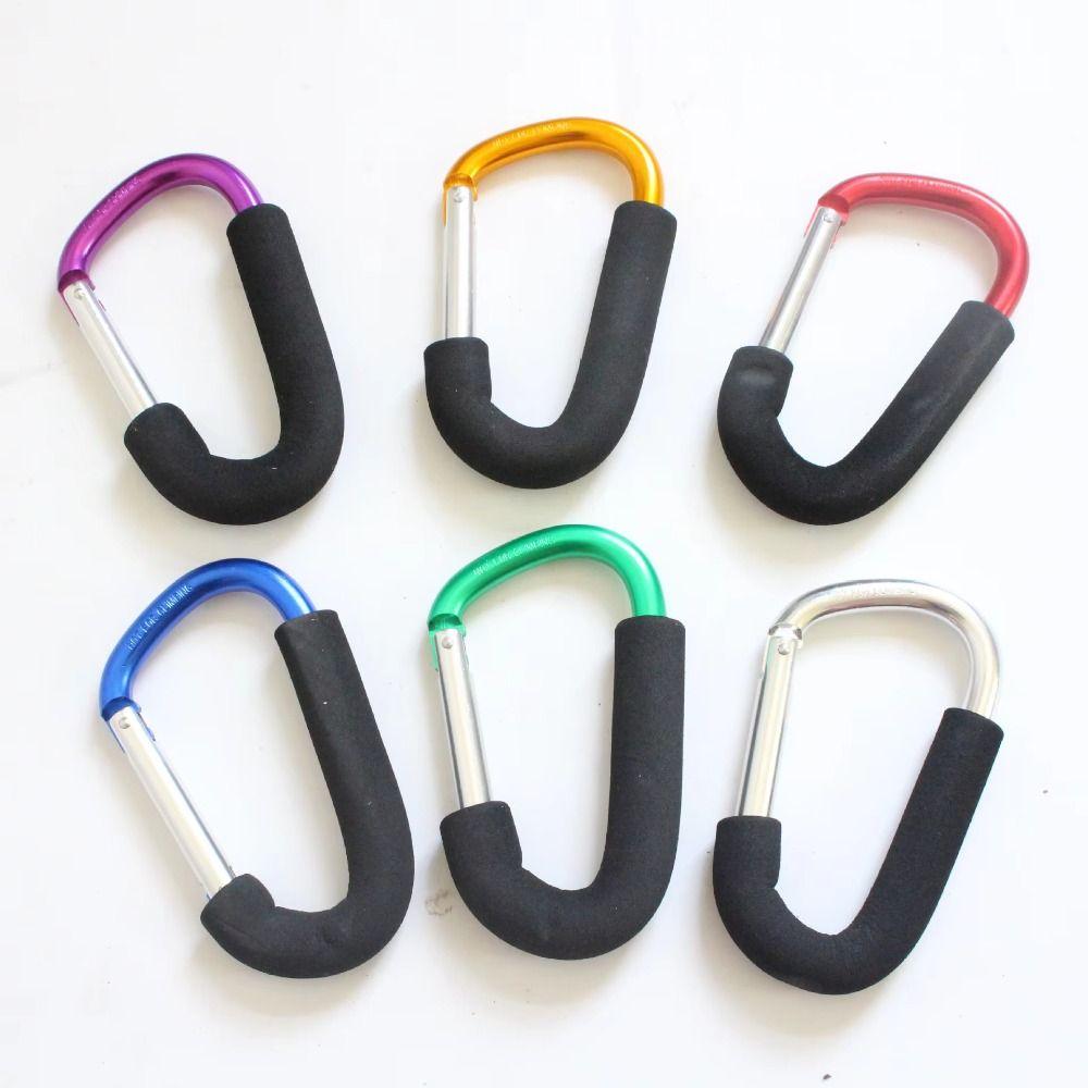 2Pcs D-Ring Baby Stroller Hook Sponge Handle Carriage Hanger Pram Lifting Button for Outdoor